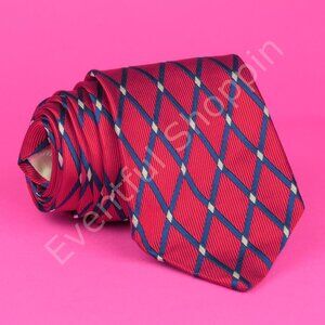 Drakes London SIlk Tie Mens Red Diamond Geometric